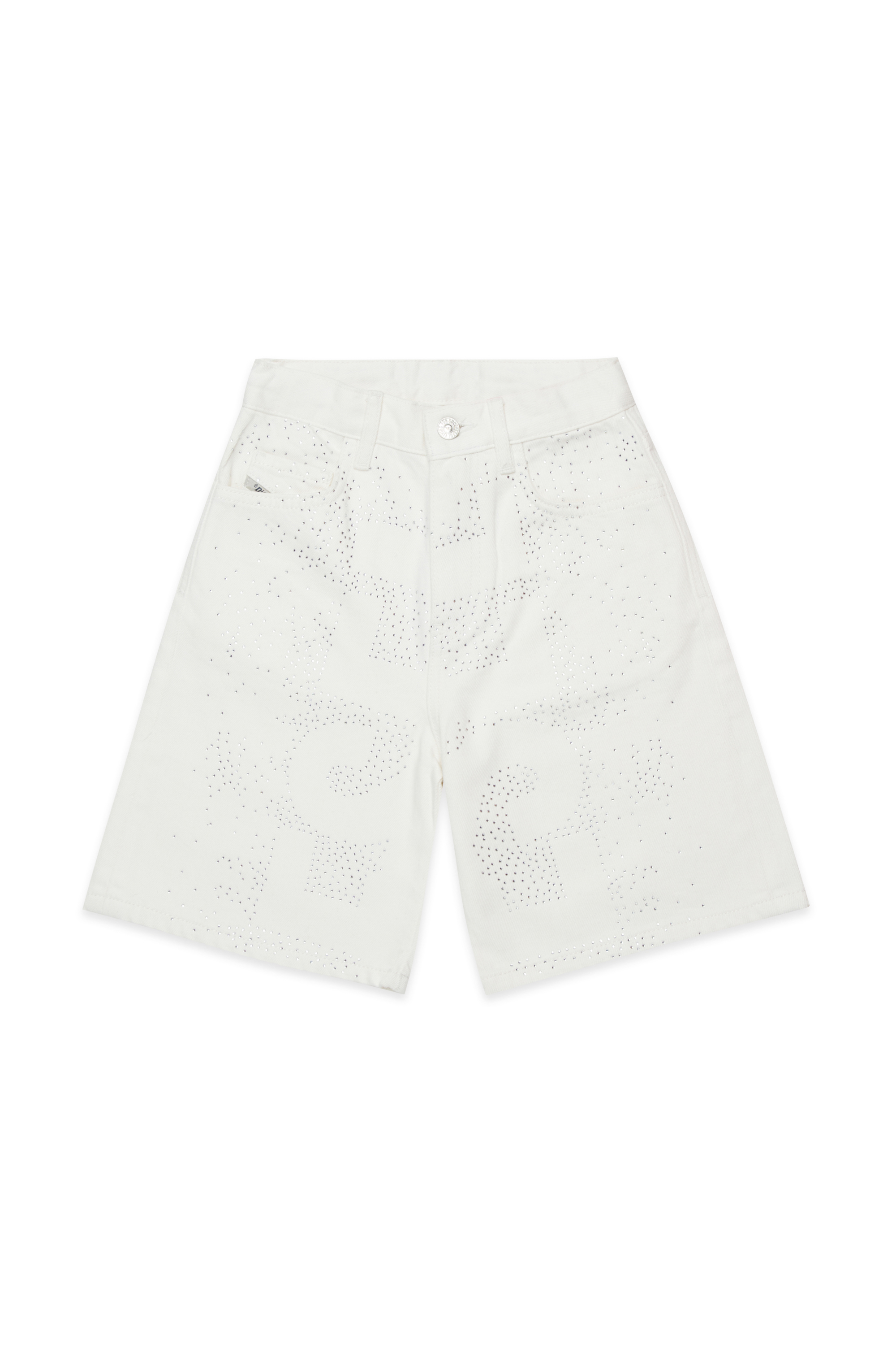 Diesel - D-ARGJX-SHORT-J, Woman's Denim shorts with micro studs in White - 1