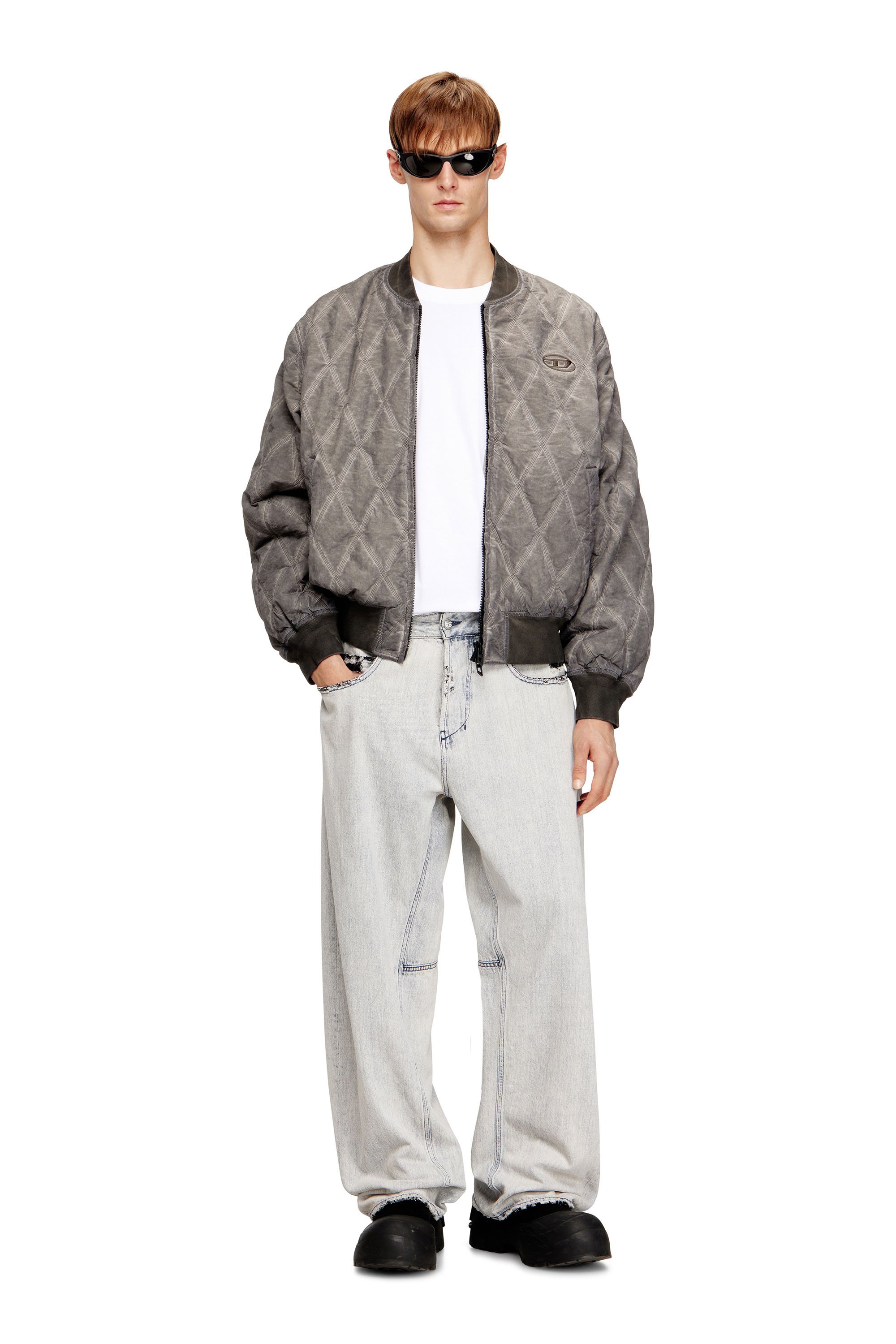 Diesel - J-TYPE-TREAT, Man's Padded argyle-quilted bomber jacket in Grey - 2