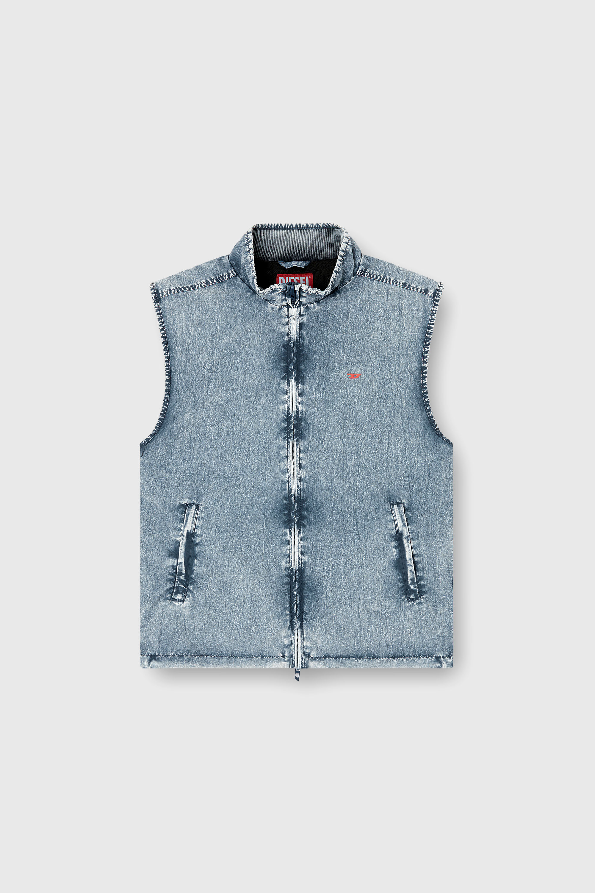 Diesel - J-ERB, Man's Vest in recycled nylon taslan in Medium blue - 2