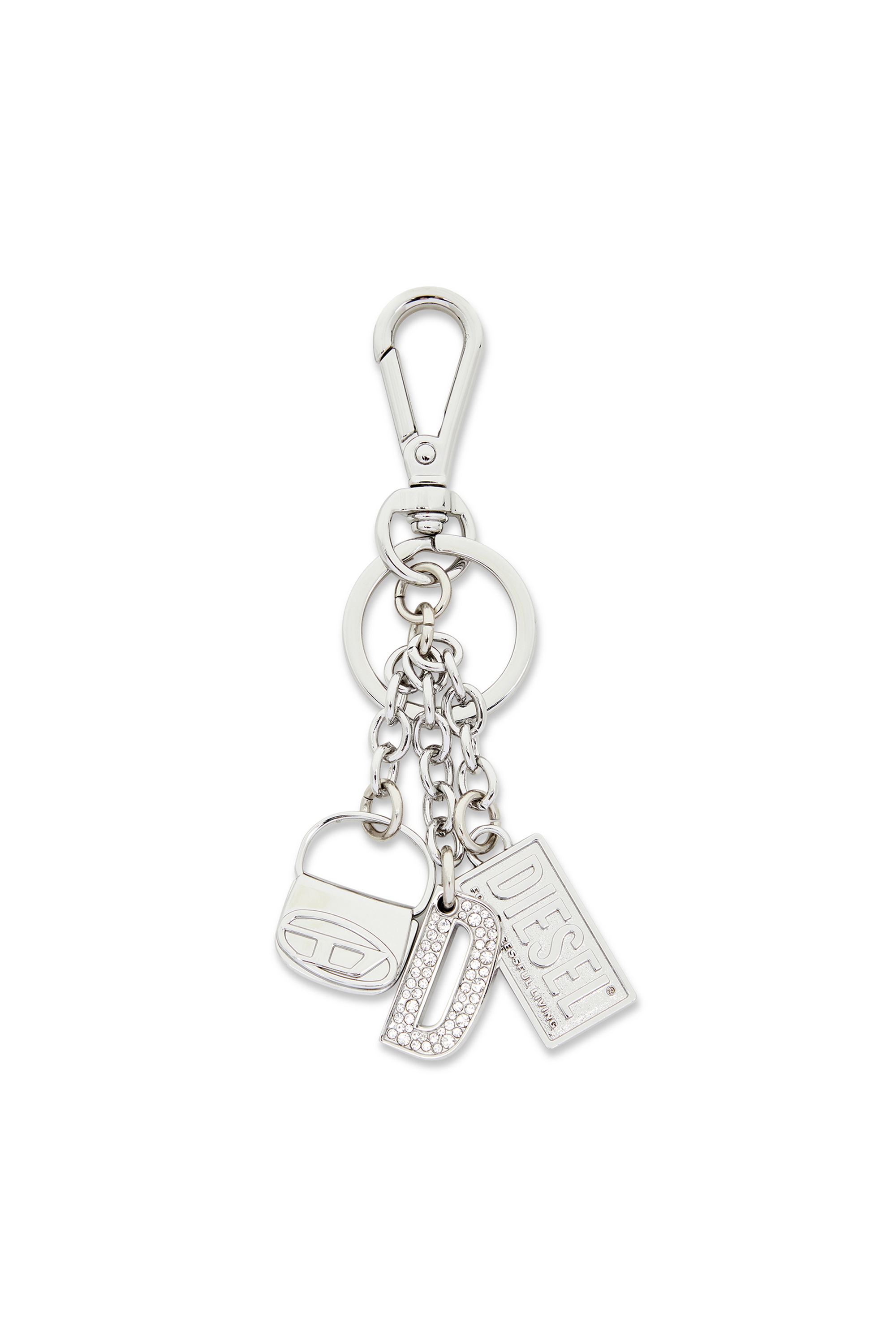 Diesel - 1DR KEY MULTICHARM, Woman's Metal keyring with logo charms in Silver - 1
