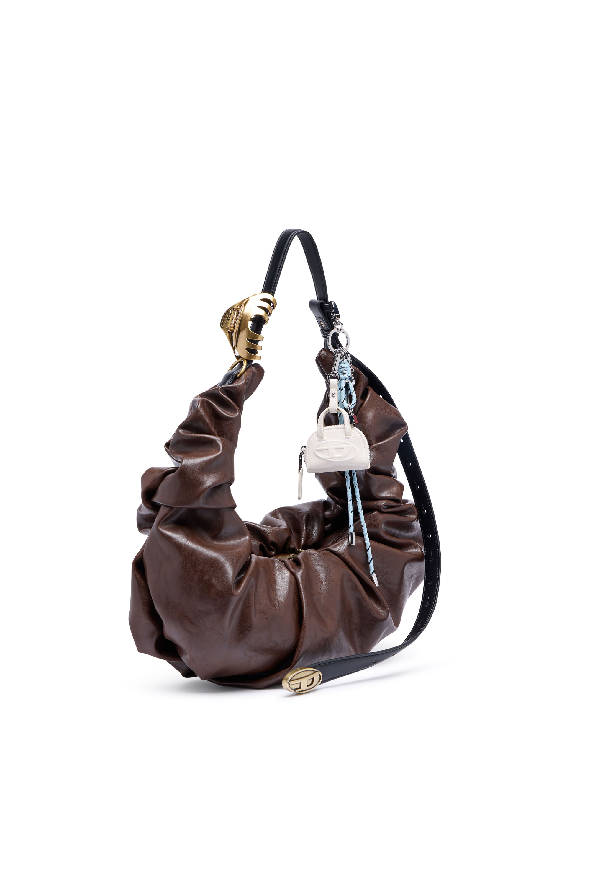 Diesel - GRAB-D HOBO L, Woman's Grab-D-Large scrunched hobo bag in Brown - 2