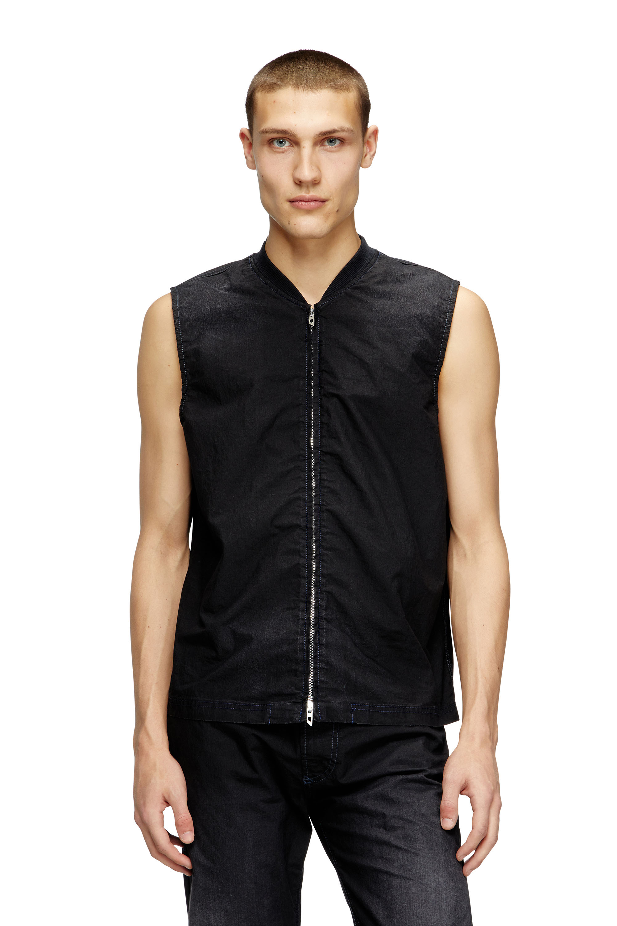 Diesel - D-SUND-D-N JOGG, Unisex's Sleeveless technical JoggJeans vest in Black/Dark grey - 3