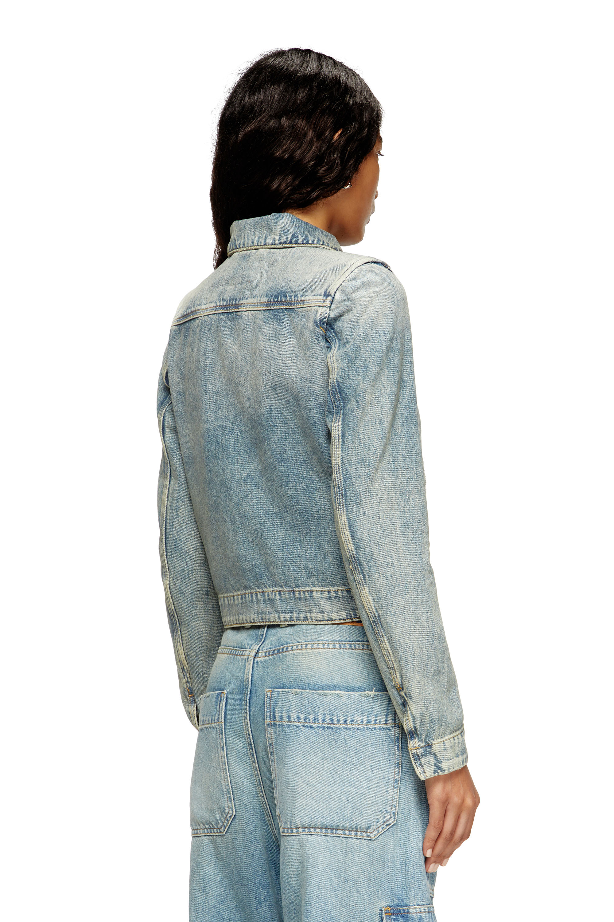 Diesel - DE-CORB, Woman's Jacket in dirt-effect fluid Tencel denim in Light Blue - 4