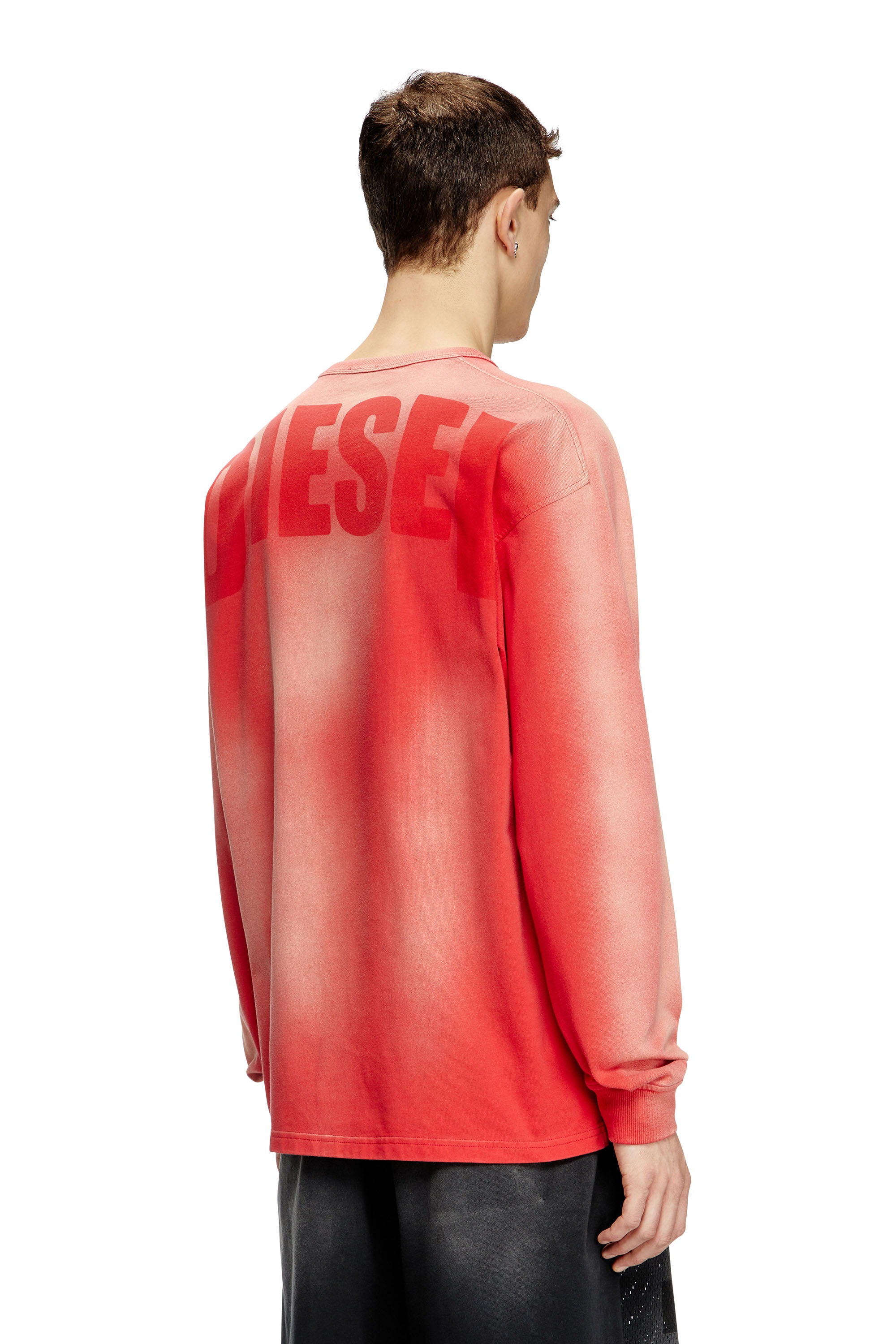 Diesel - T-ROXTER-LS-MESH, Man's Faded long-sleeve T-shirt with mesh front in Red - 5