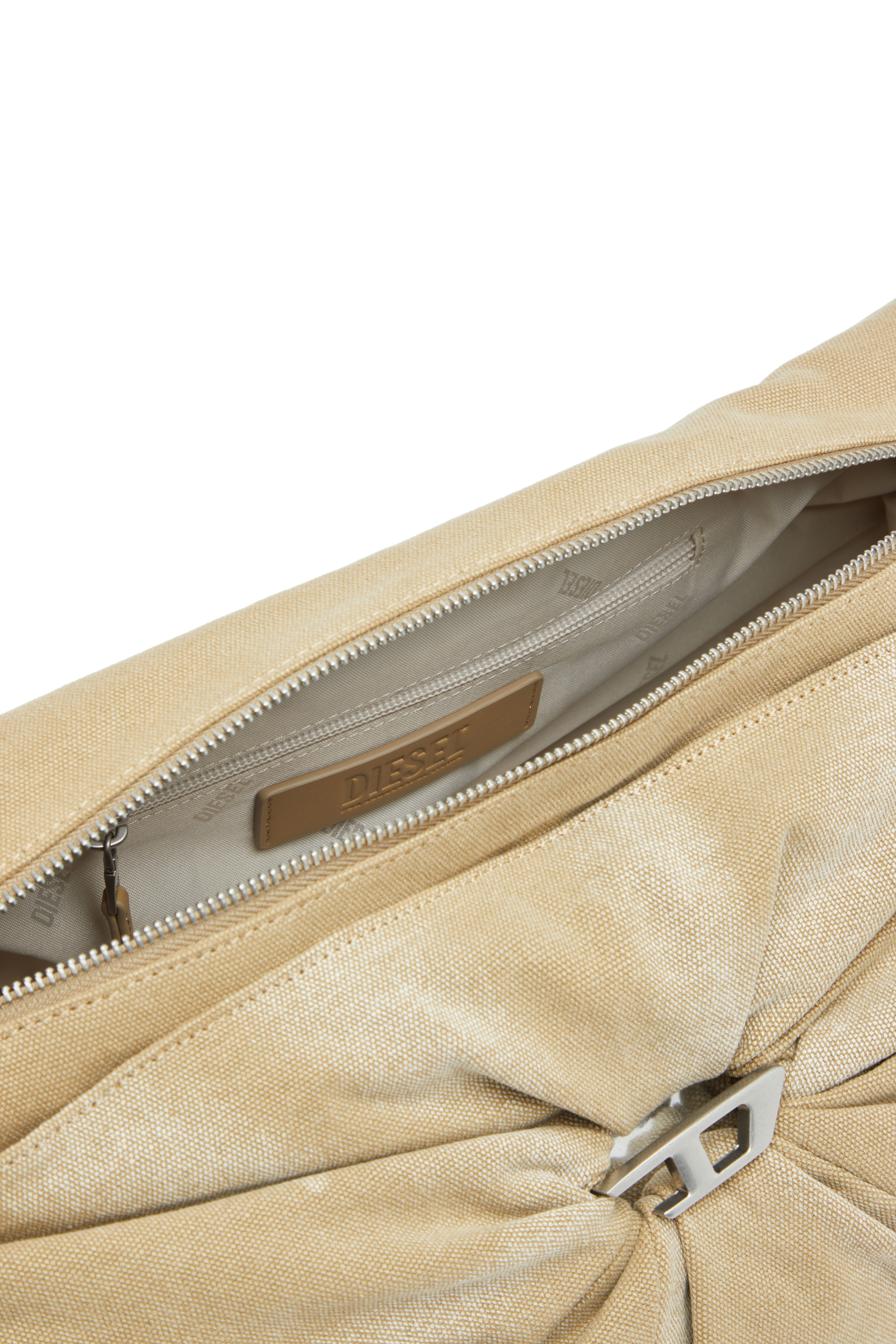 Diesel - SCRUNCH-D CROSSBODY L, Woman's Scrunched duffle bag in treated canvas in Beige - 4