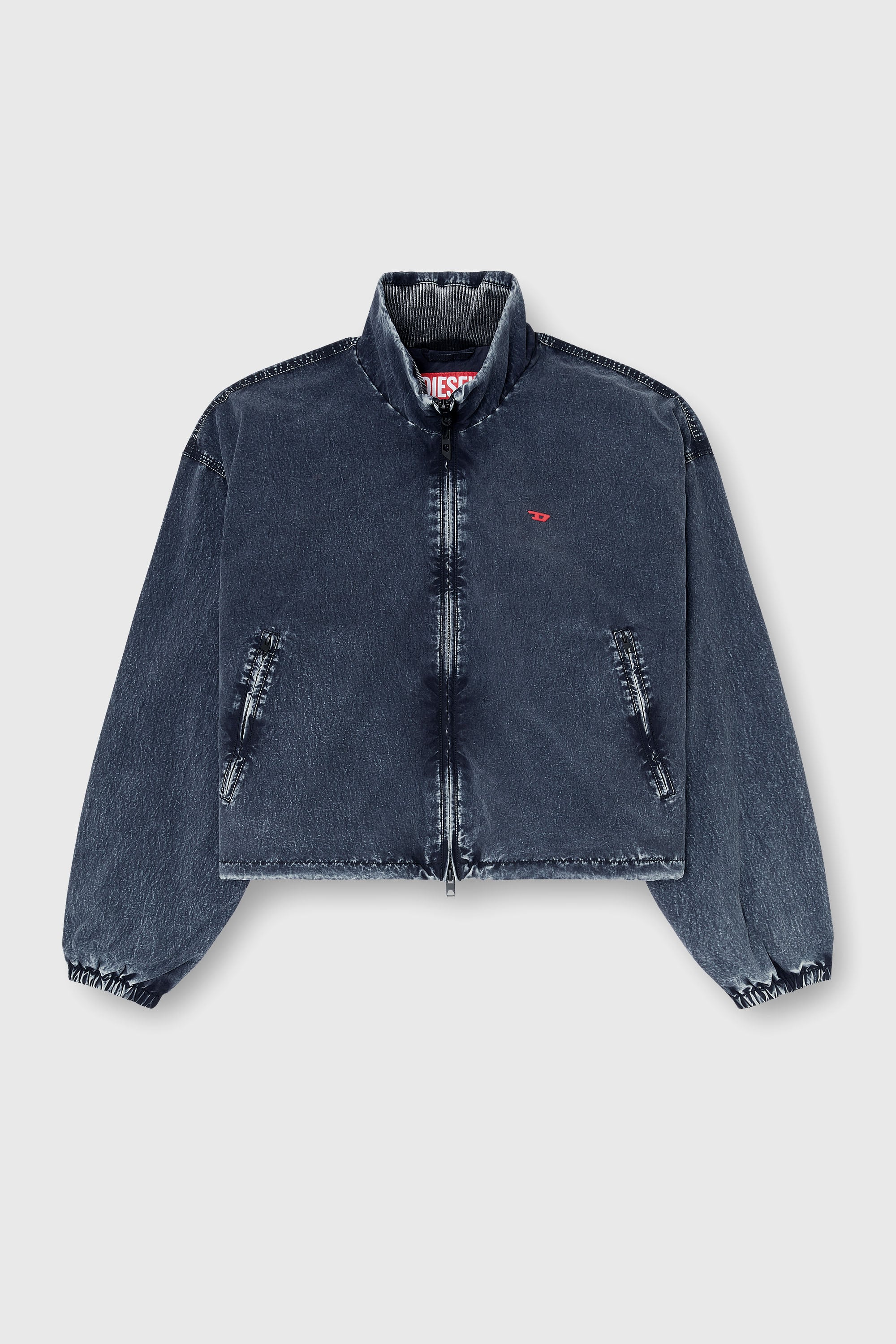 Diesel - G-LEAMER, Woman's Windbreaker jacket in acid-wash Taslan in Dark Blue - 2