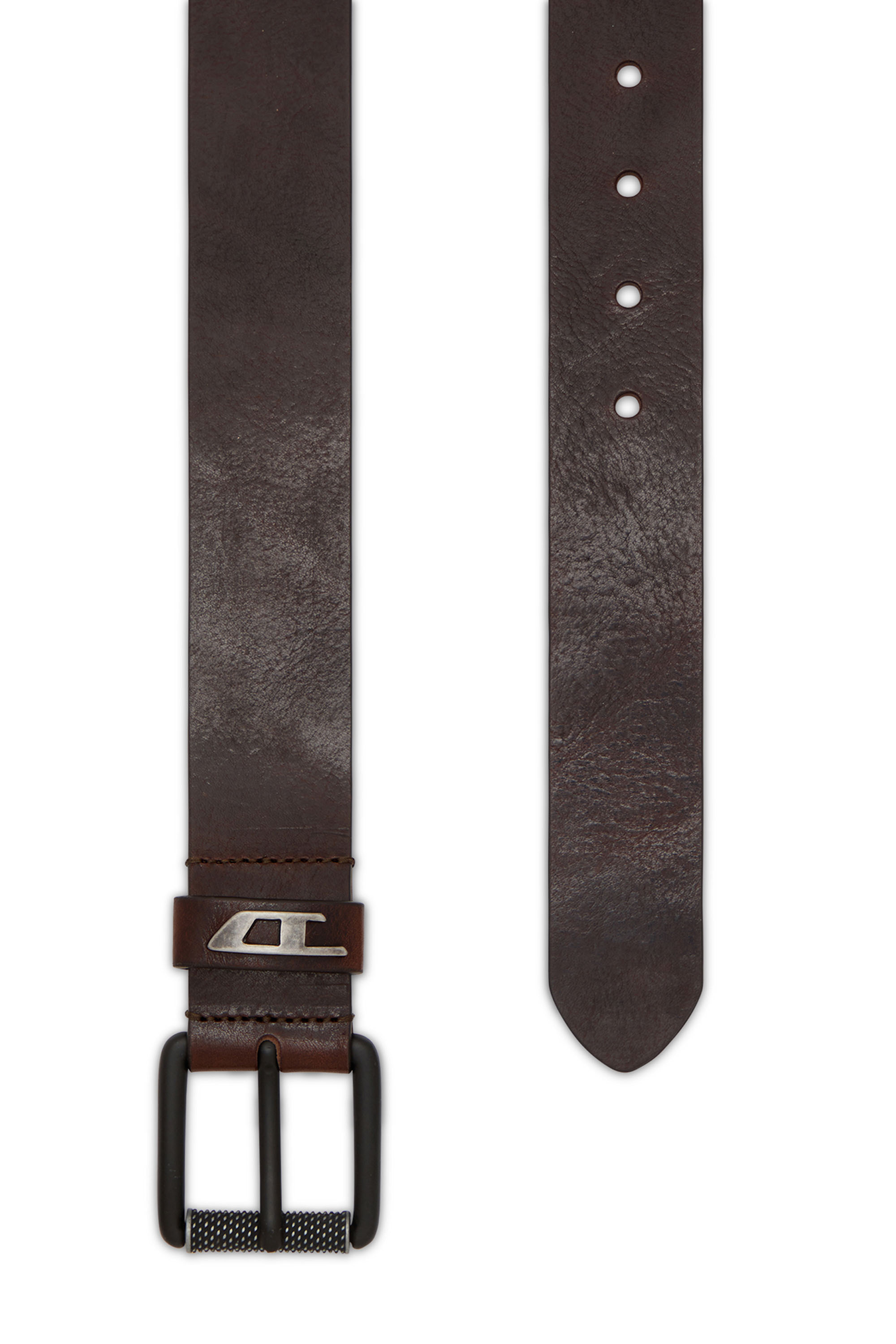 Diesel - B-DAVE II, Man's 3.5cm shiny leather belt with logo loop in Brown - 2