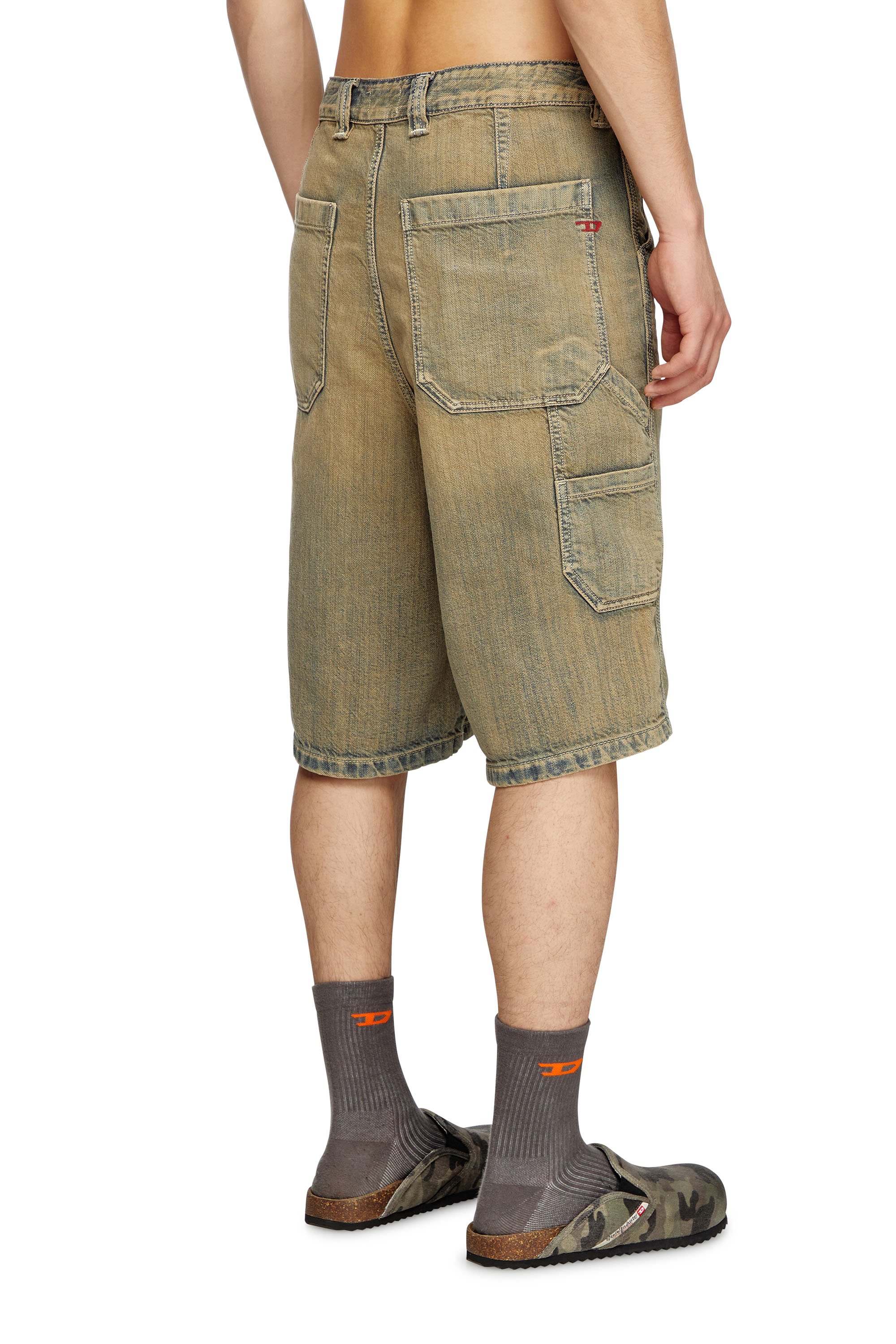 Diesel - D-LIVERY-SHORT, Man's Utility shorts in gold-brush denim in Brown/Blue - 3