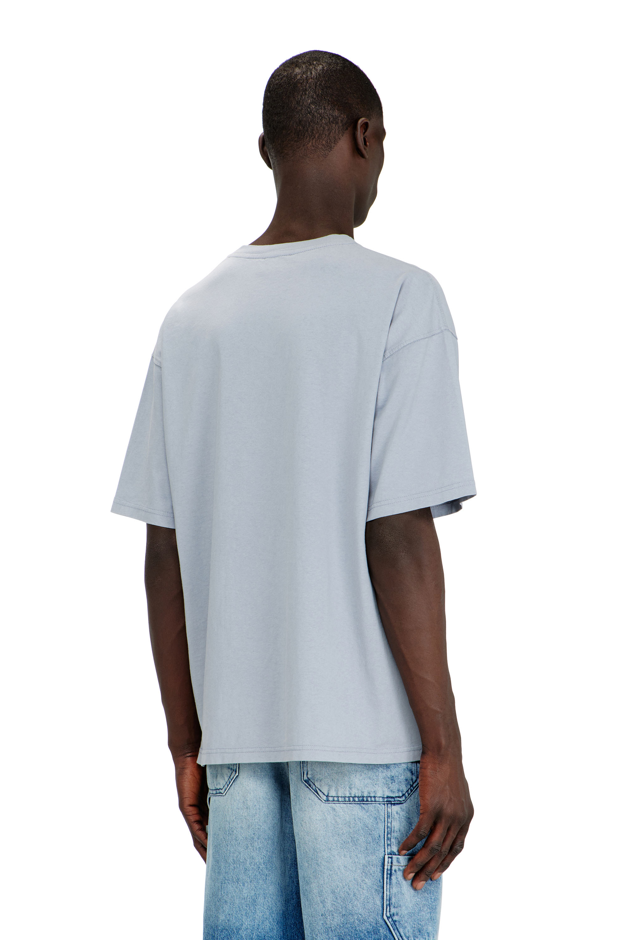 Diesel - T-BOXT-N14, Man's T-shirt with distressed flocked logo in Light Blue - 4