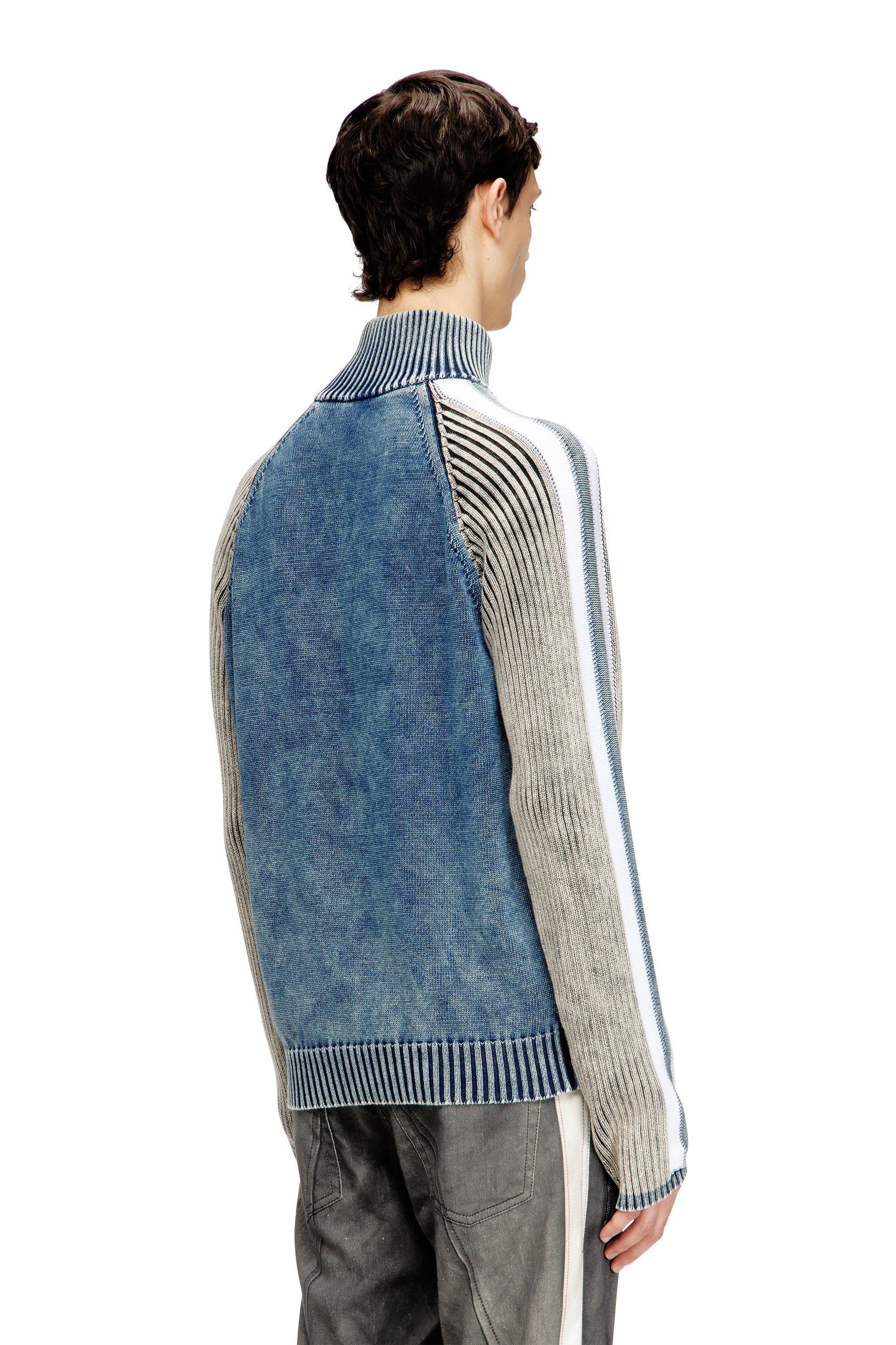 Diesel - K-HERONIMO, Man's Zip-up cardigan with sporty bands in null - 4