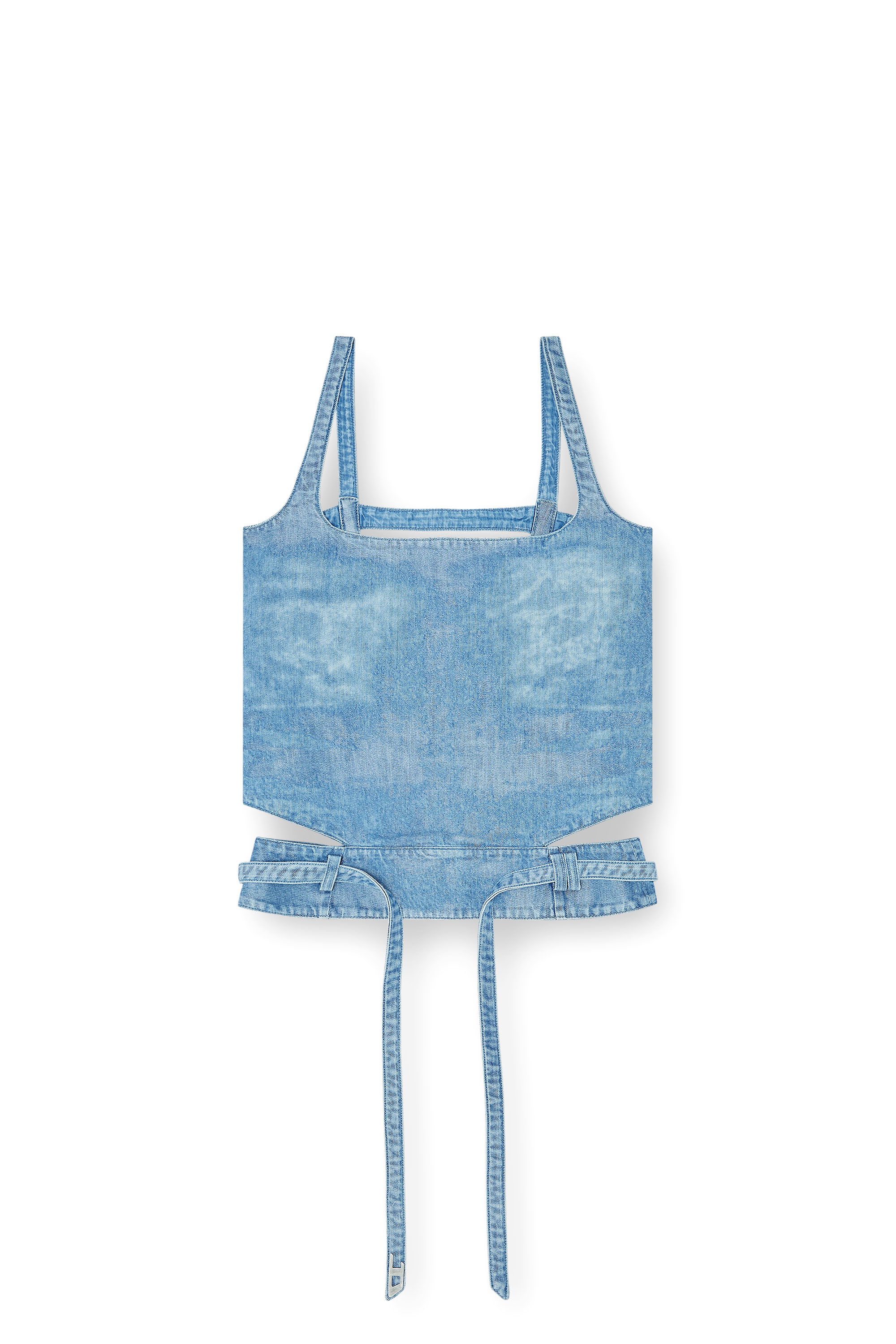 Diesel - DE-SAYRA-FSI2, Woman's Open-back top in satin denim in Blue - 2