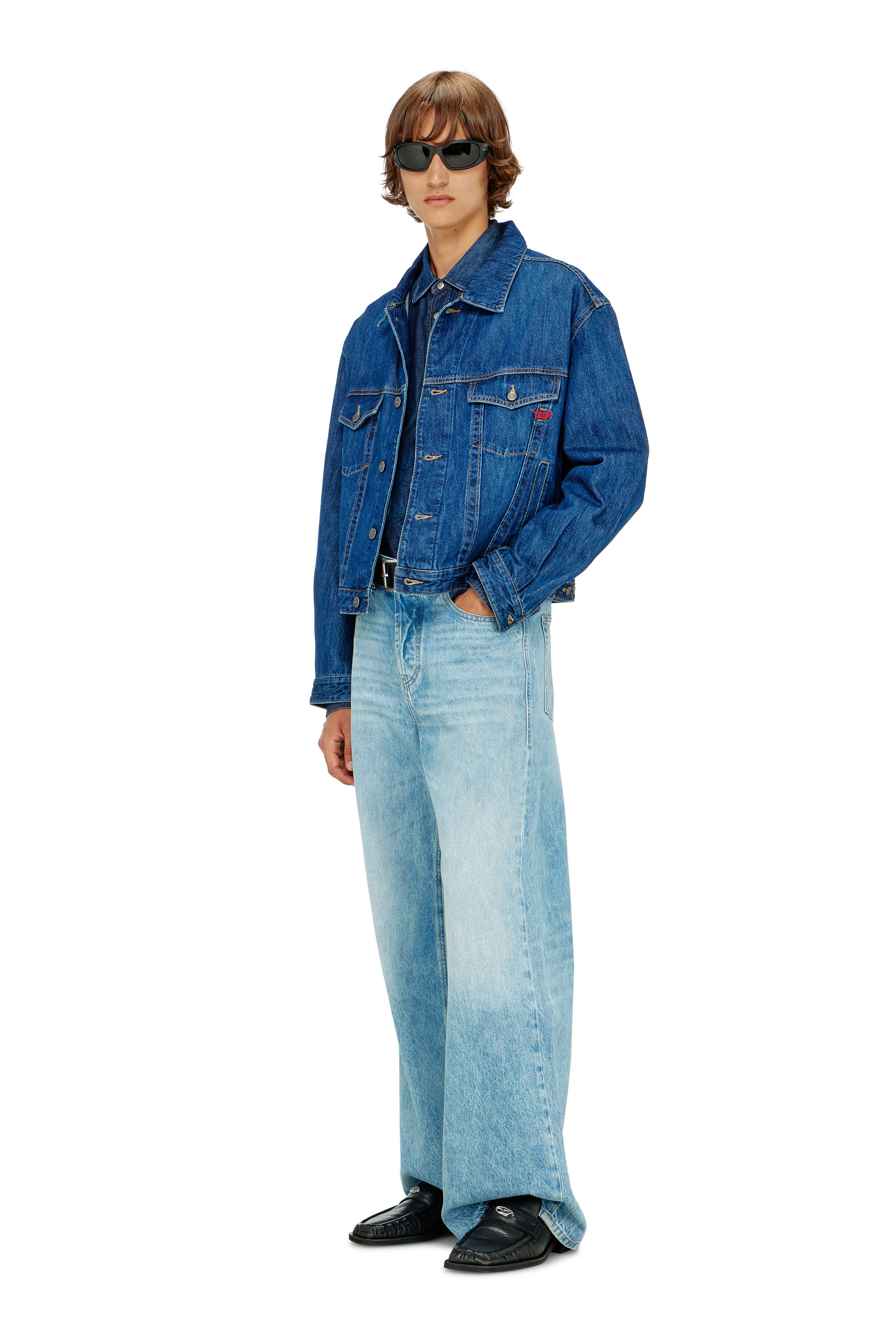 Diesel - D-RANGER, Man's Trucker jacket in denim in Medium blue - 2