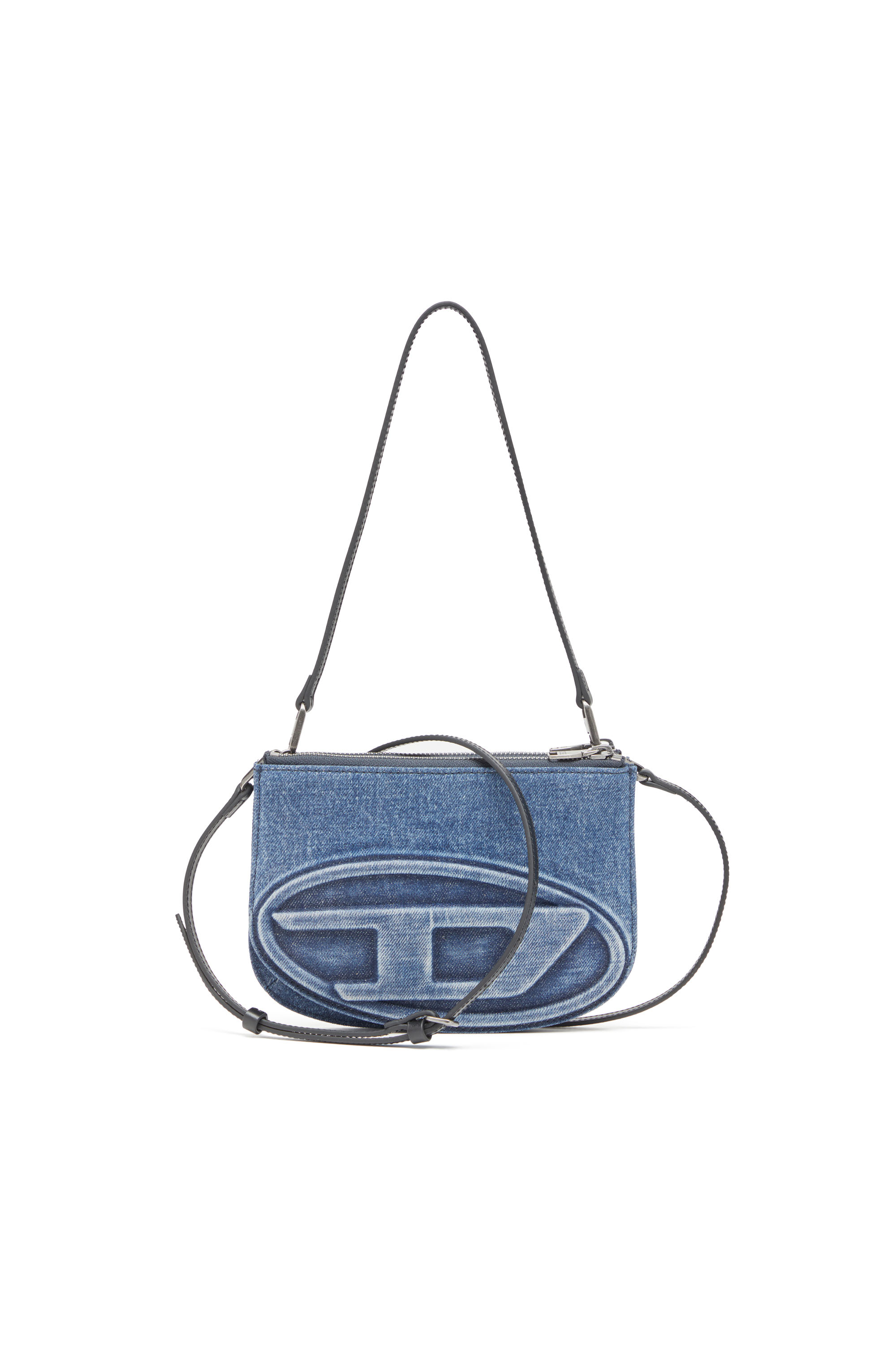 Diesel - 1DR TWIN, Woman's Double-pouch shoulder bag in solarised denim in Blue - 1