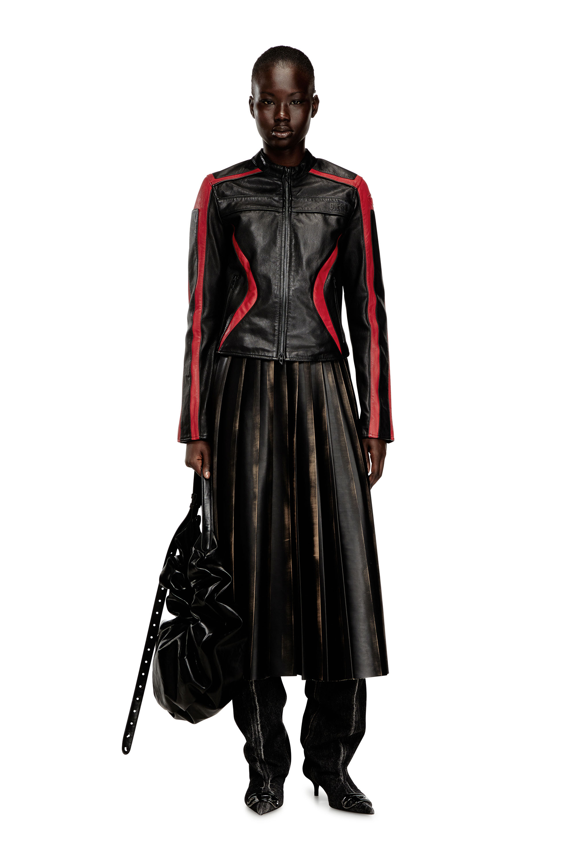 Diesel - O-SAKA, Woman's Distressed pleated midi skirt in null - 1