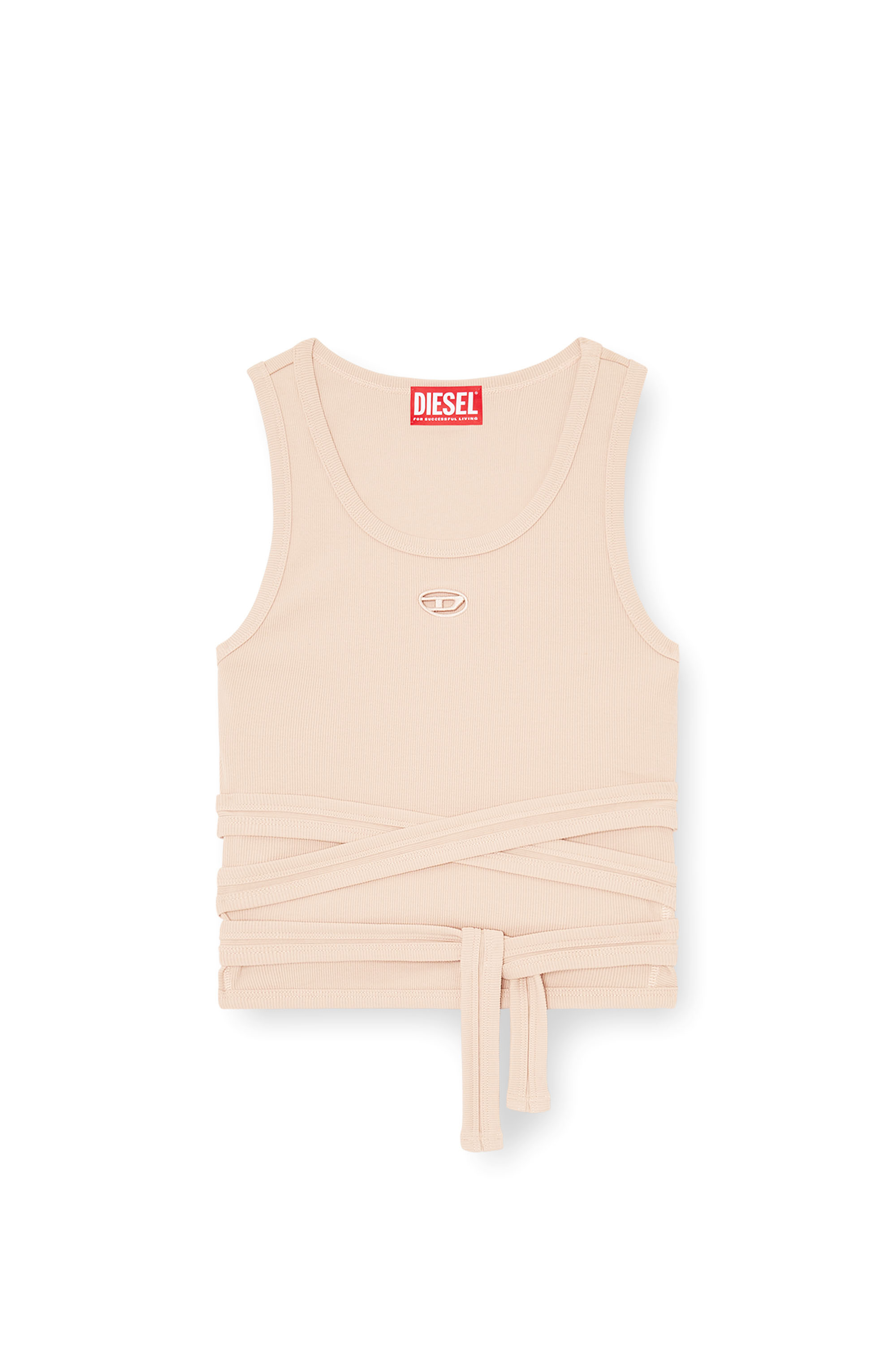 Diesel - T-ANKY-TAIL-S1, Woman's Crop top with wrap-around laces in Pink - 2
