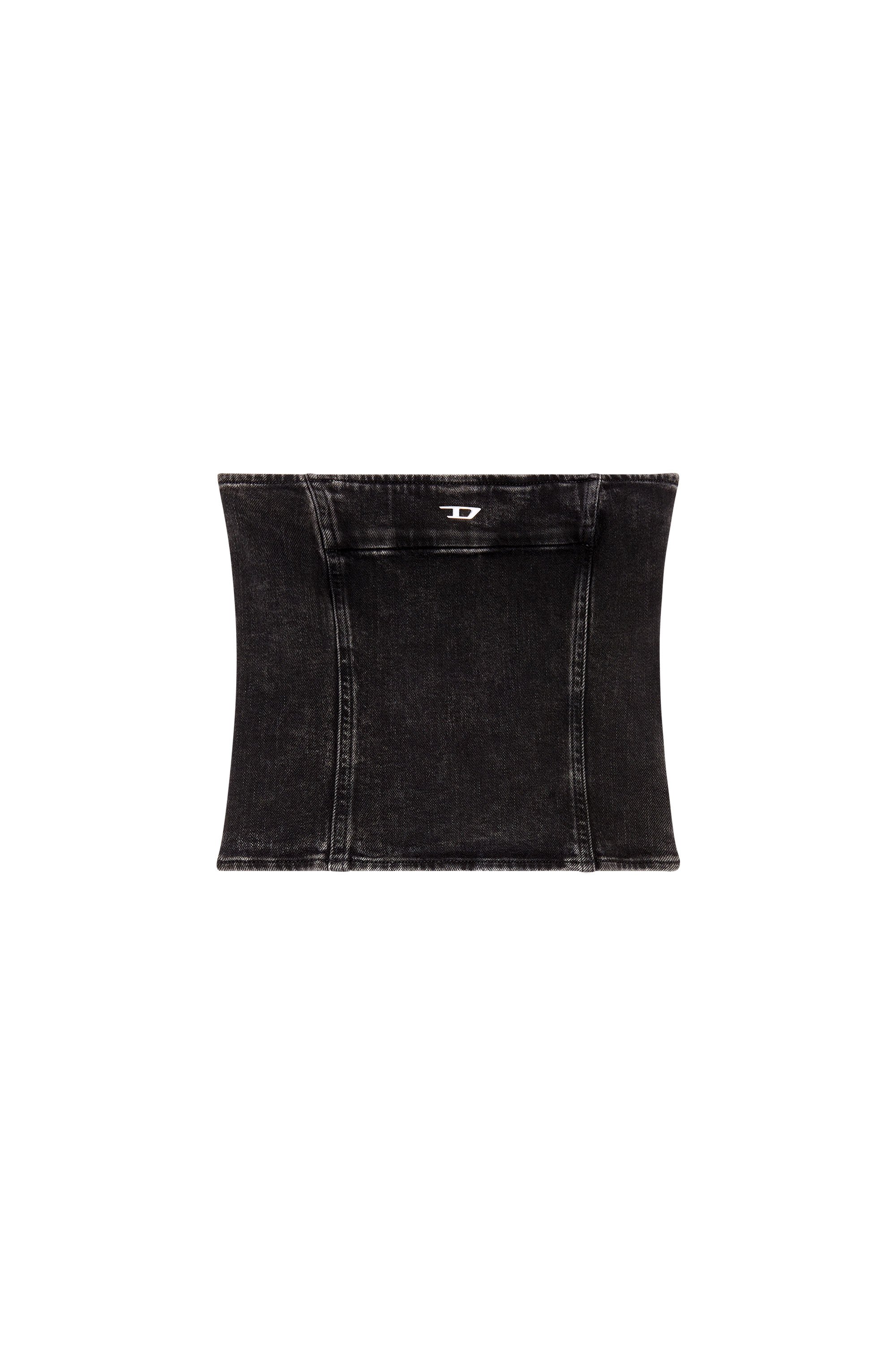 Diesel - DE-VILLE-D, Woman's Tube top in stretch denim in Black - 2