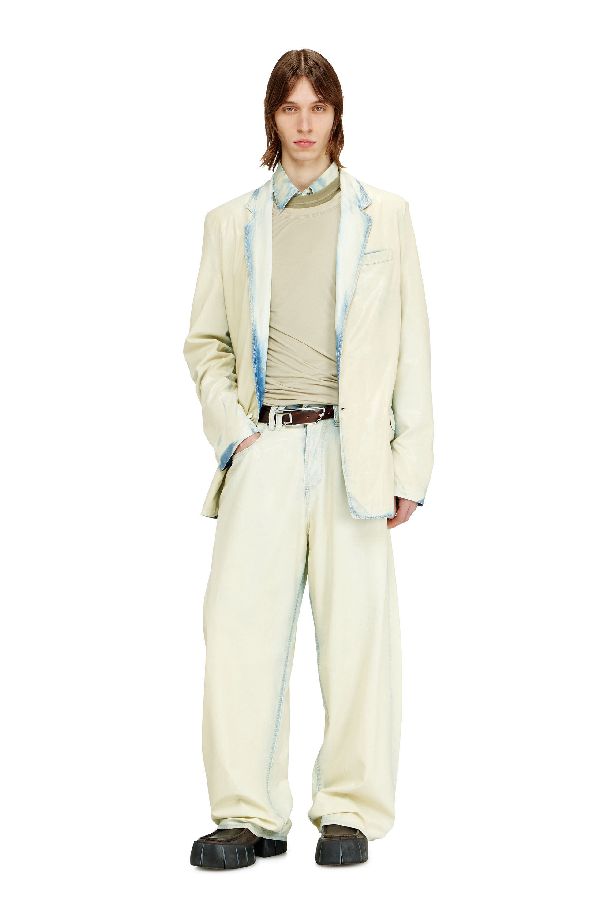 Diesel - D-NIVALE-FSI, Man's Blazer in fluid X-Ray bleach denim in null - 1