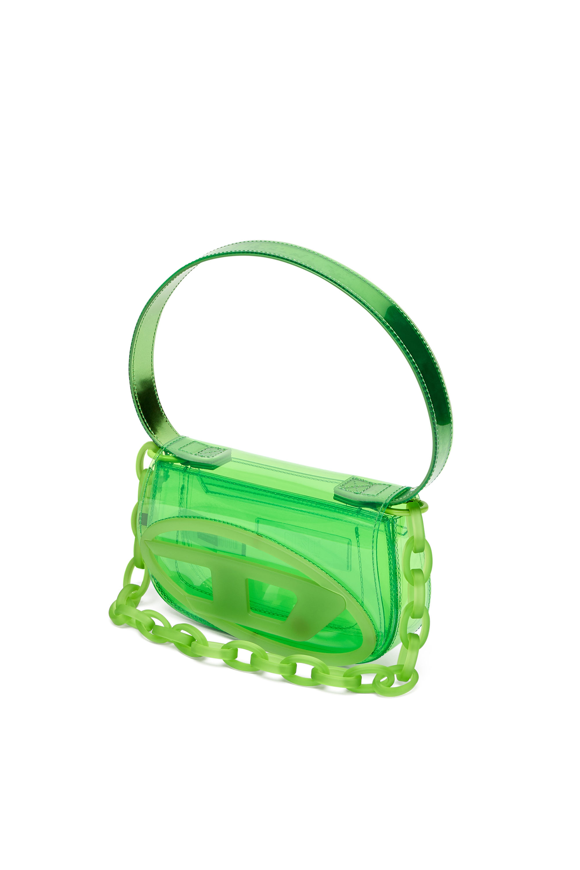 Diesel - 1DR, Woman's 1DR-Iconic shoulder bag in transparent TPU in Green - 2