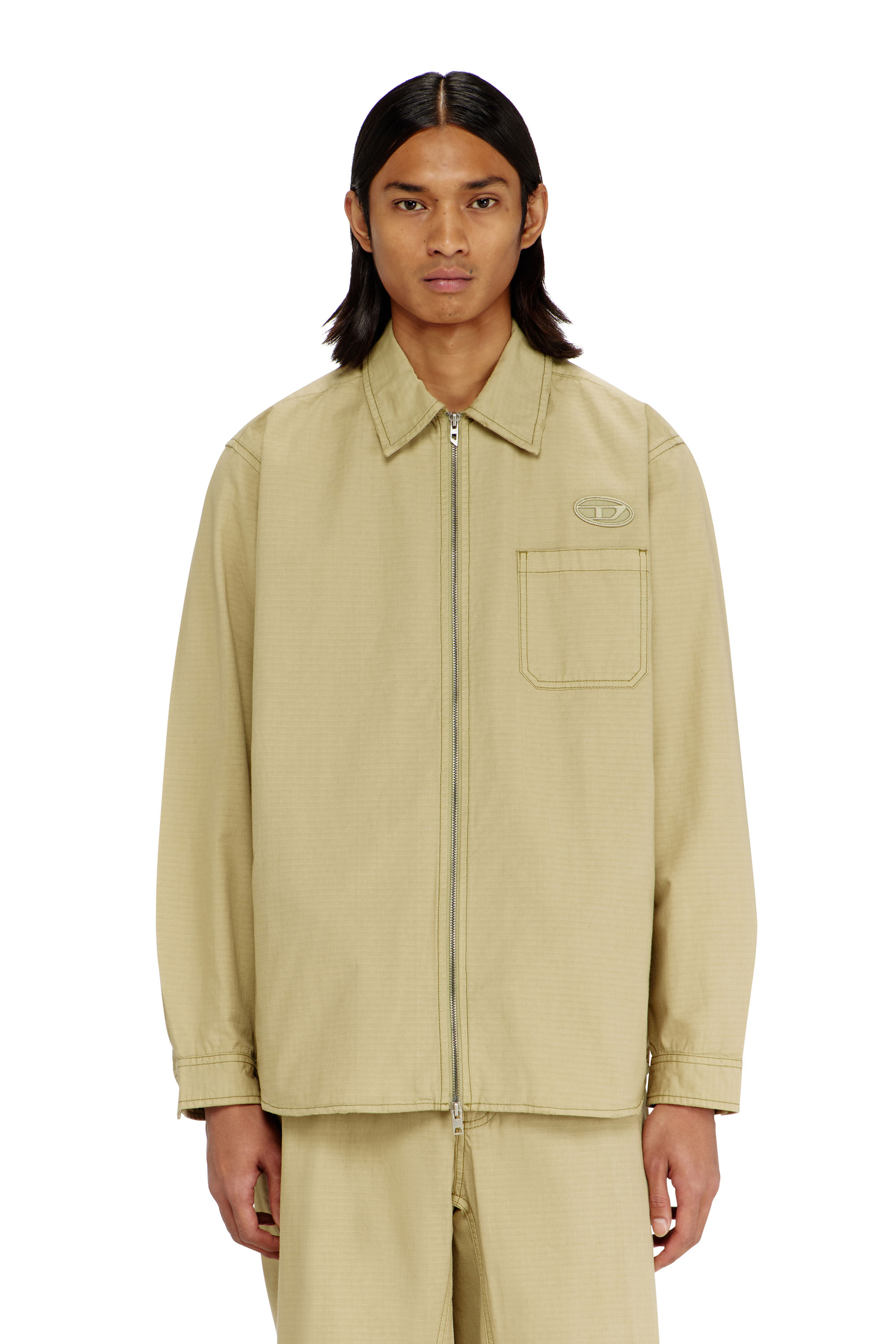 Diesel - S-ALIAS-ZIP, Man's Ripstop shirt with zip closure in null - 1