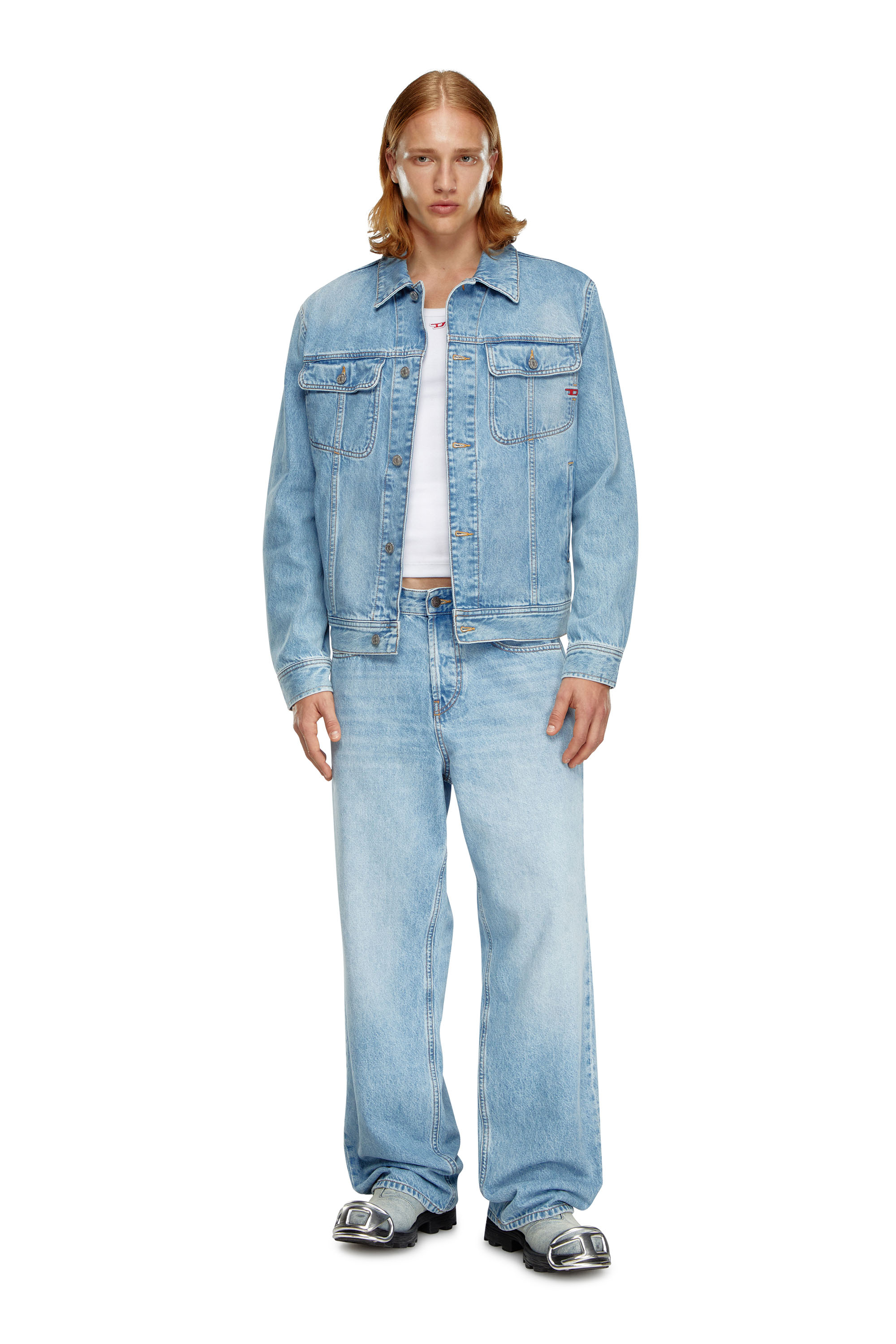 Diesel - D-BARCY, Man's Regular-fit trucker jacket in Light Blue - 1