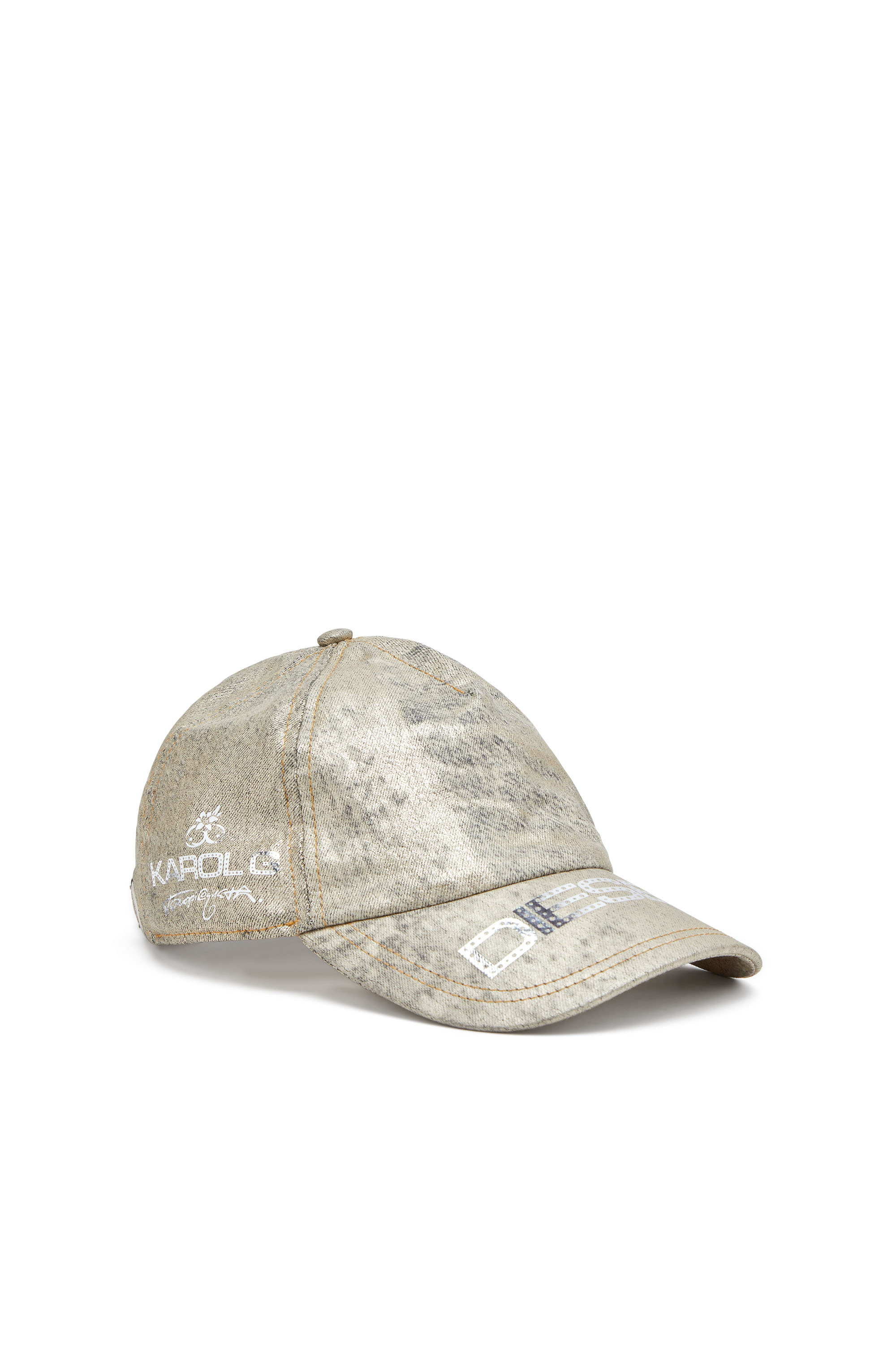 Diesel - C-AP-KG, Woman's Baseball cap in metallic denim in Gold - 1
