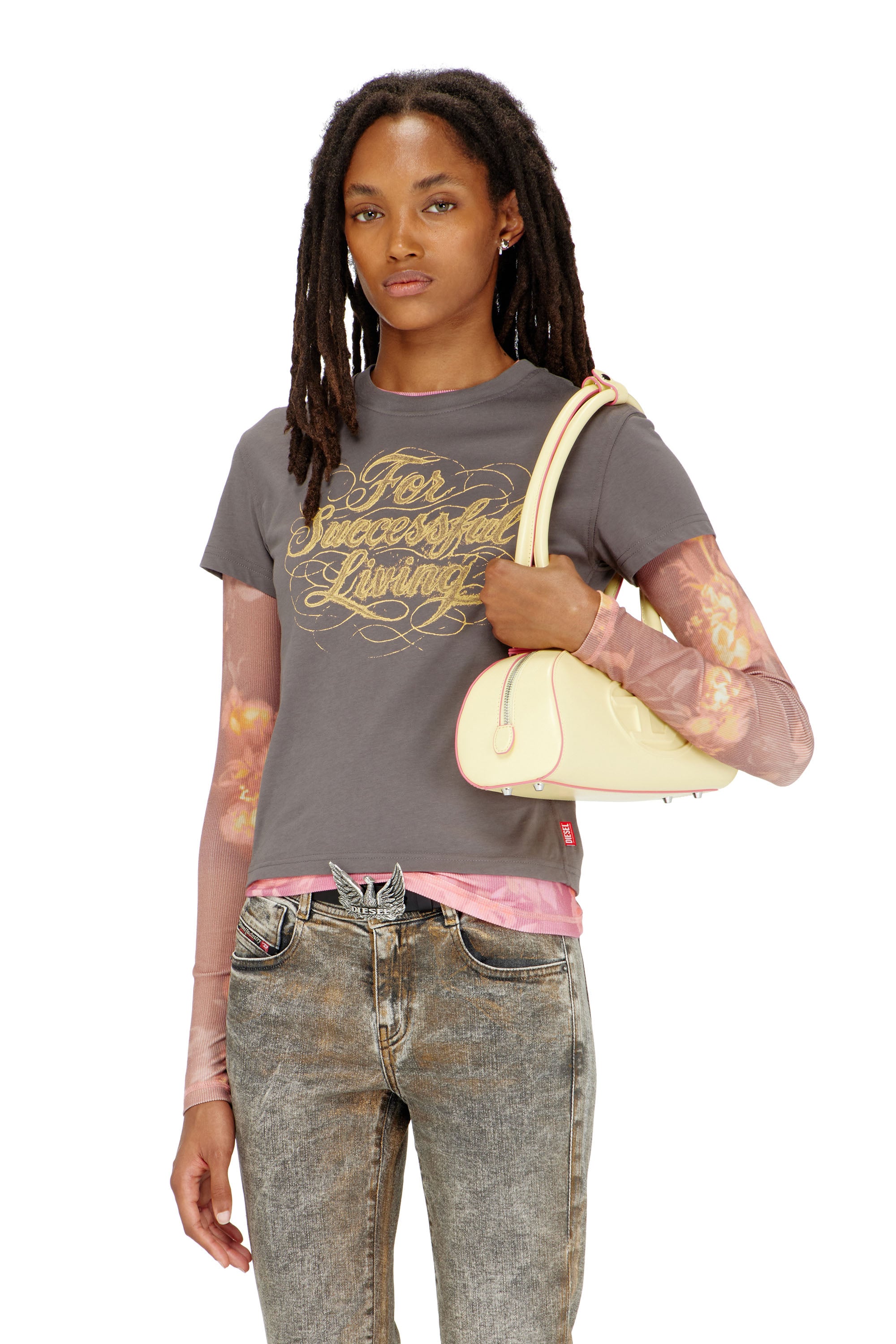 Diesel - T-ILA-AA4, Woman's T-shirt with logo print in null - 1