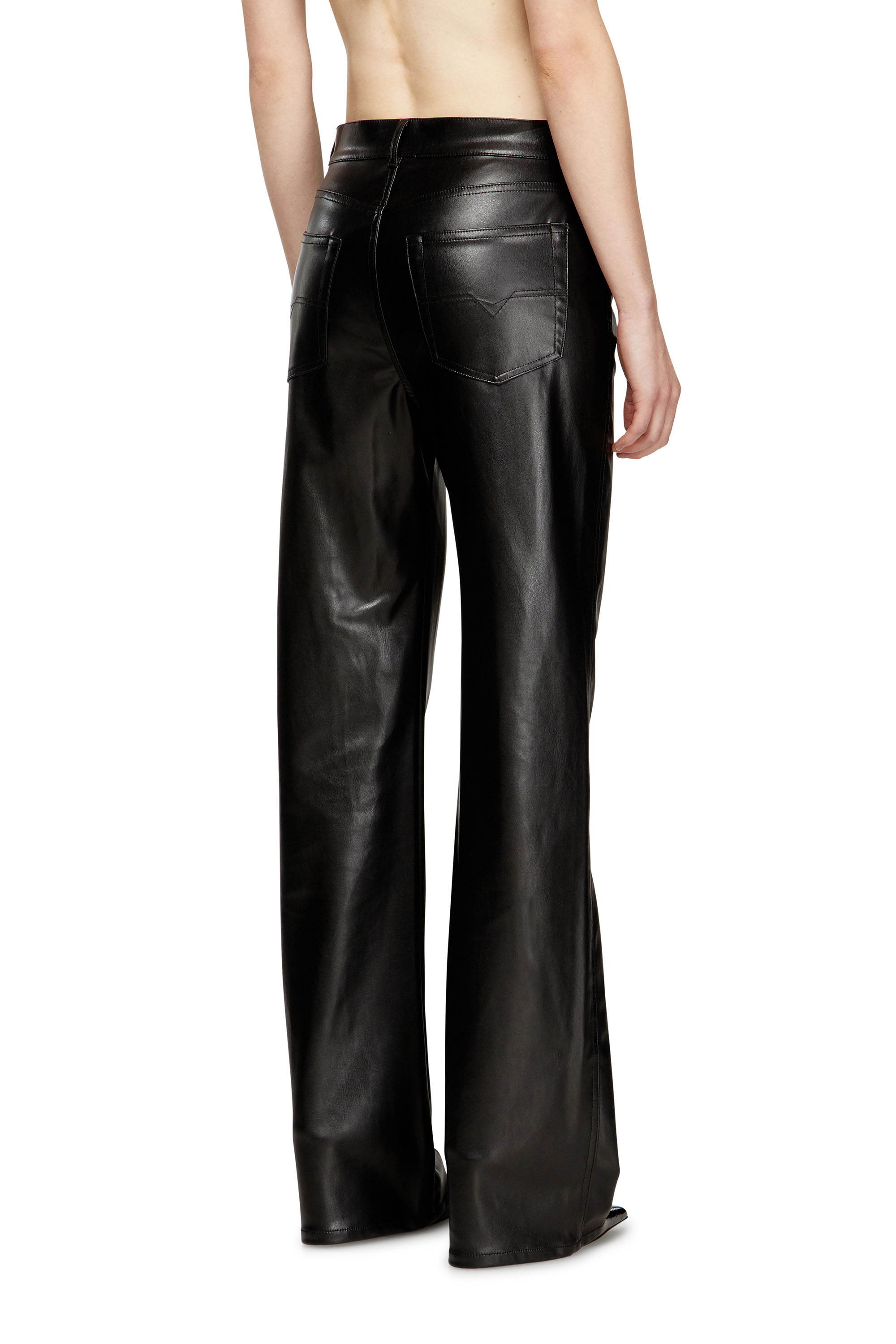 Diesel - P-LAIN, Woman's Five pocket pants in coated fabric in Black - 4