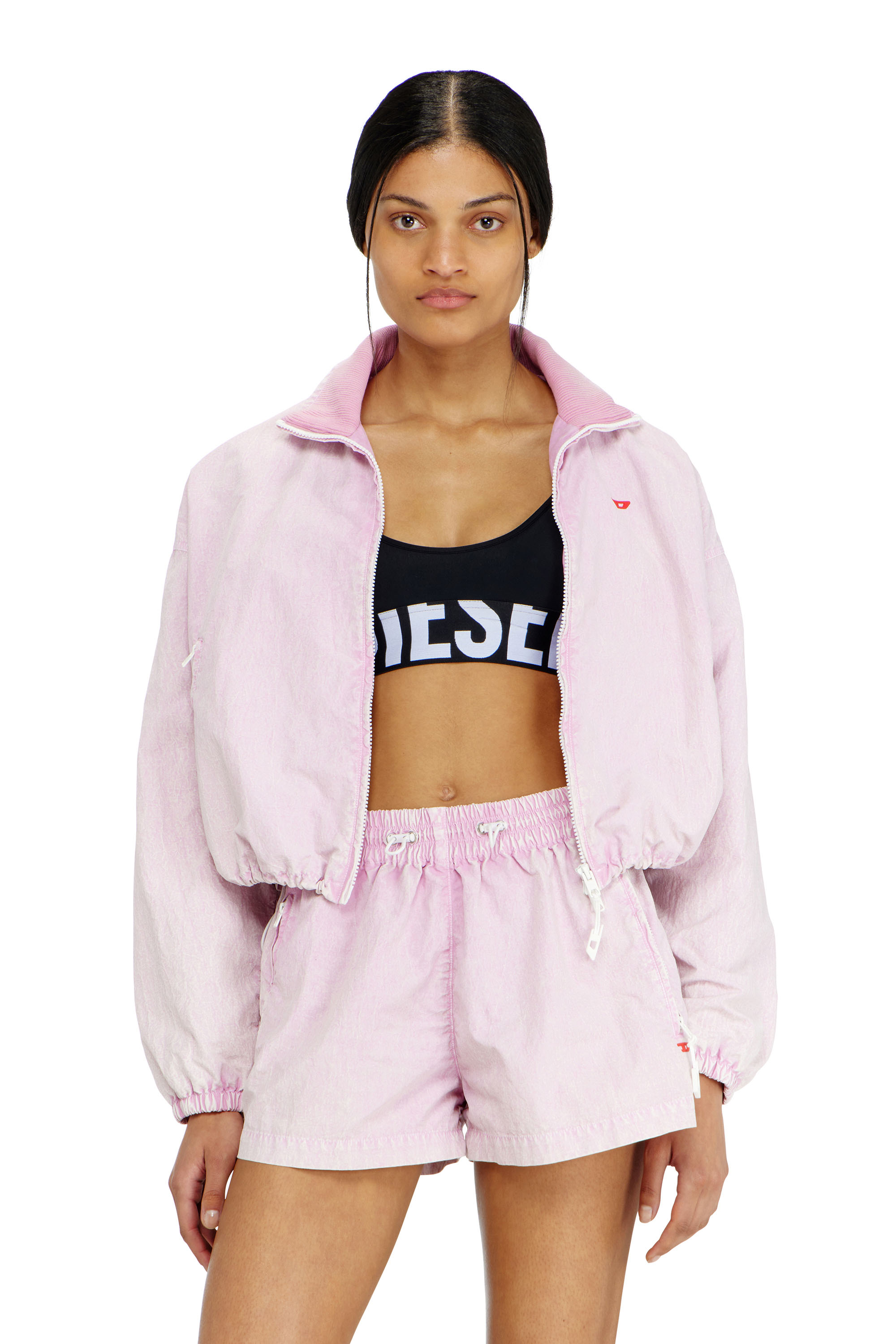 Diesel - ALLISON-D-POP, Woman's Microfibre sports bra with cut-off logo in Black - 3