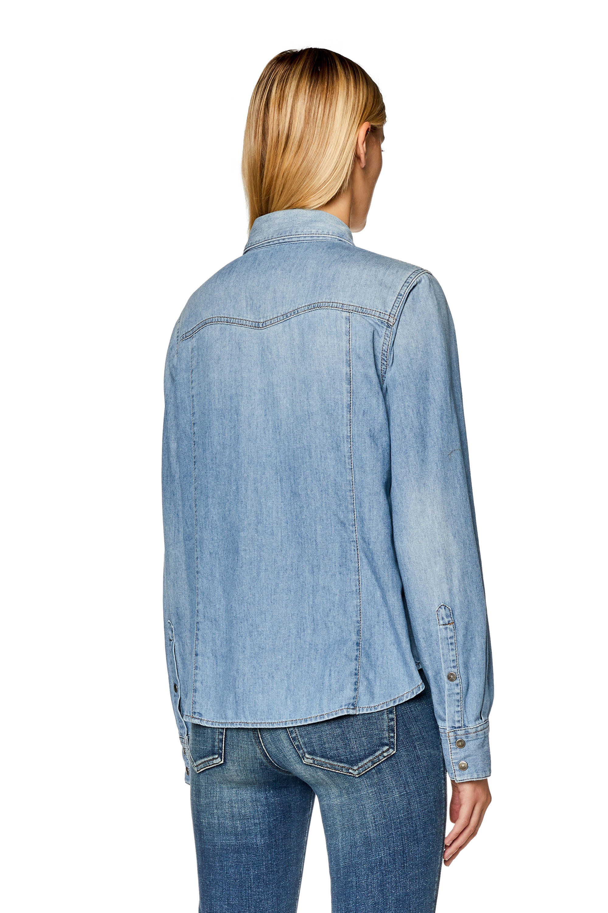 Diesel - DE-WAVES, Woman's Western shirt in denim in Light Blue - 4