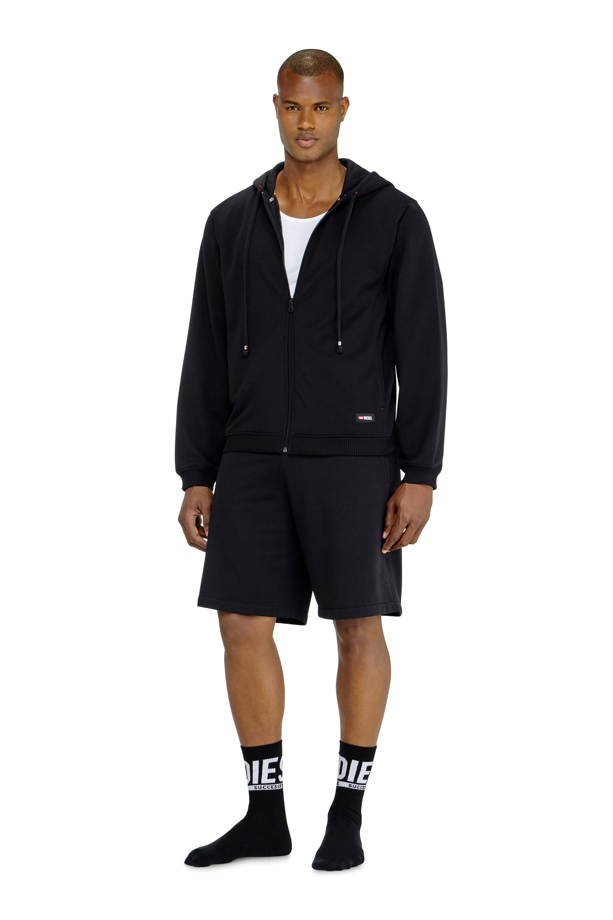 Diesel - JOY-D-CORE, Man's Hoodie in peached cotton blend in Black - 2