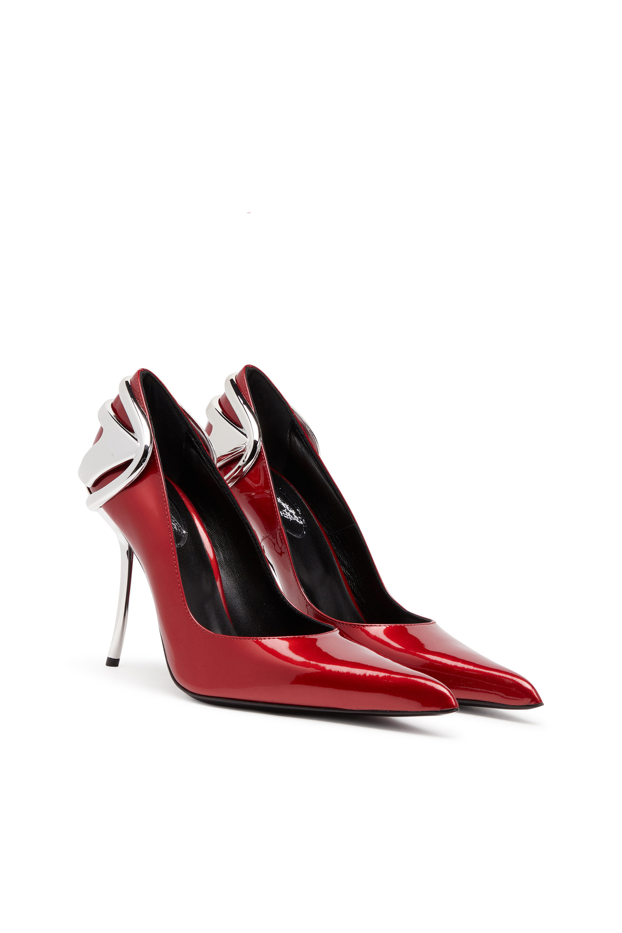 Diesel - D-TEN&HALF P, Woman's D-Ten&Half-Patent leather pumps with Oval D heel in Red - 3