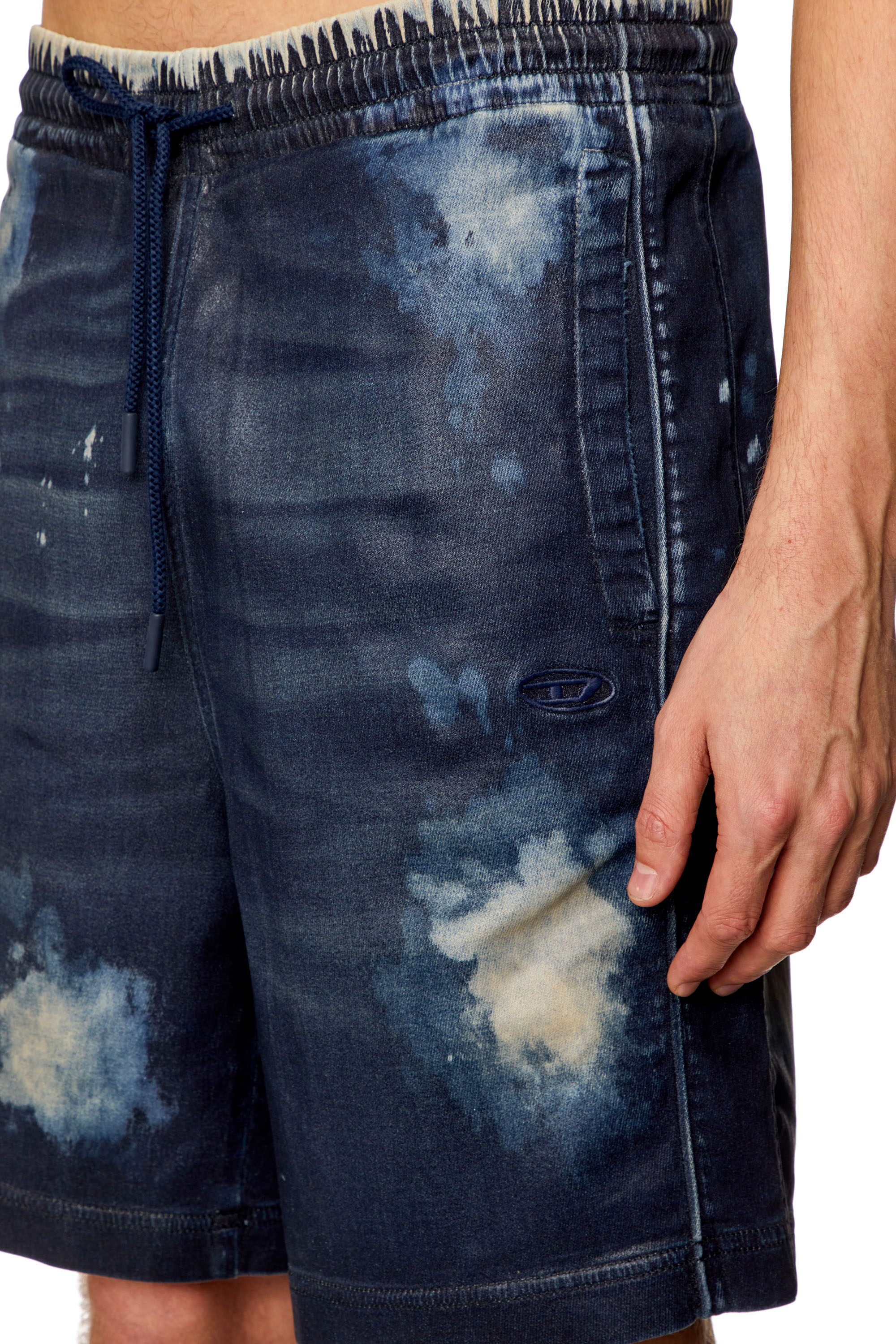 D-BOXY-S TRACK, Dark Blue Diesel - D-BOXY-S TRACK, Man's Shorts in coated Track Denim in Dark Blue - 5