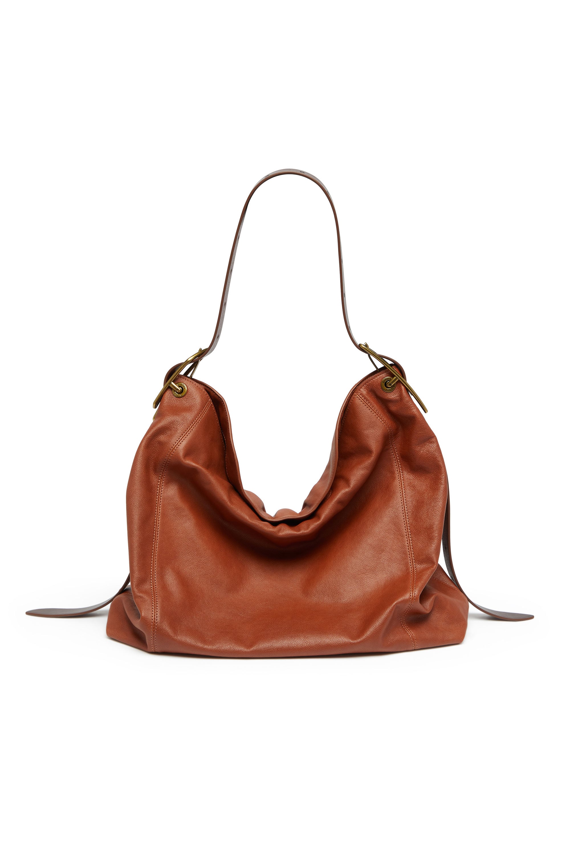 Diesel - D-LINE HOBO L, Woman's D-Line-Hobo bag in shiny leather in Brown - 1