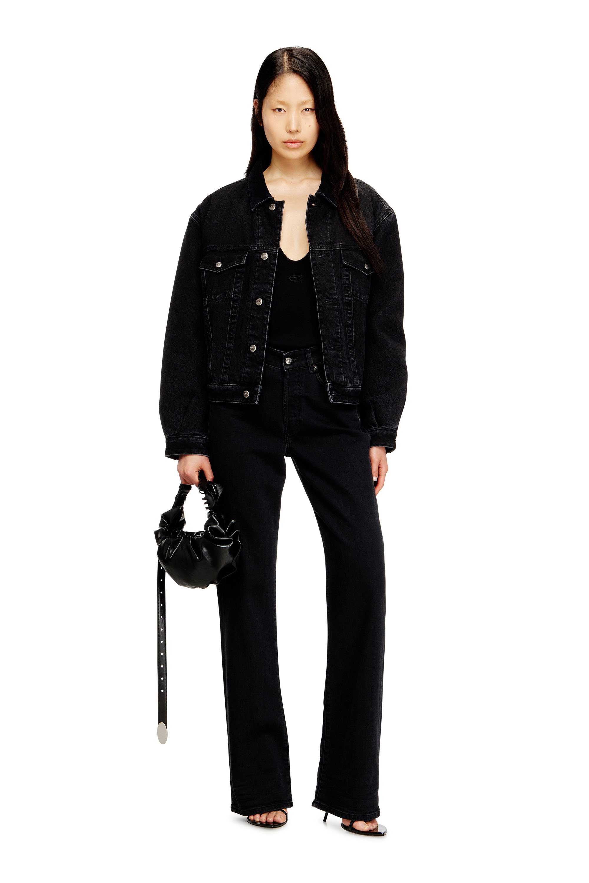 Diesel - D-RANGER-T, Unisex's Padded trucker jacket in denim in Black - 4