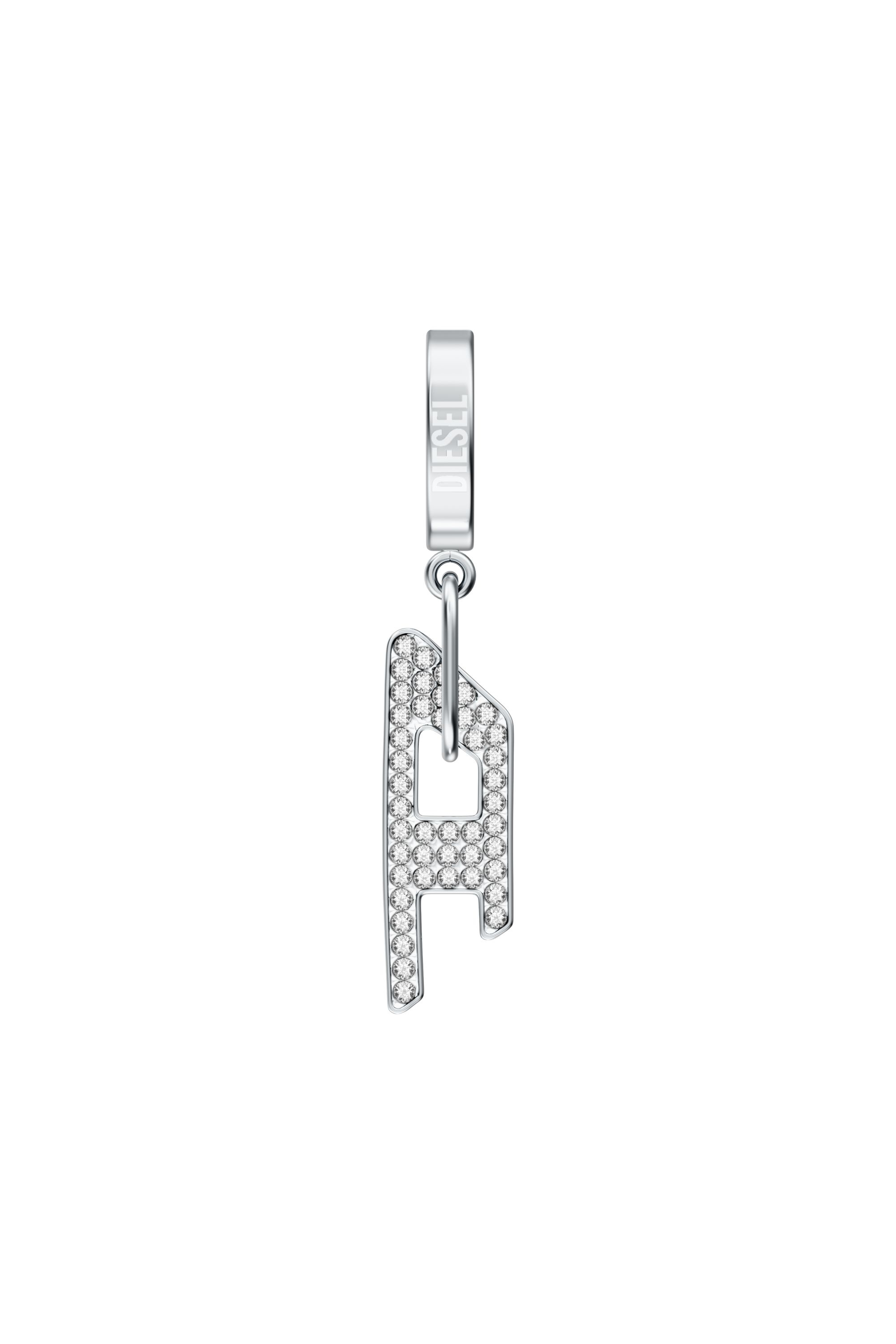 Diesel - DX1706040 JEWELLERY, Unisex's Stainless steel glitz D drop earring in Silver - 2